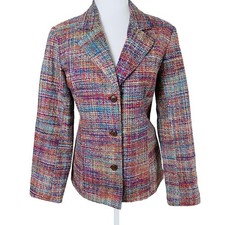 Coldwater Creek Size S Women's Tweed Blazer Jacket Pink Fall Workwear
