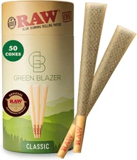 Cones 1 1/4 Size: 50 Pack Patented Slow Burning Pre Rolled Rolling Papers & Tips