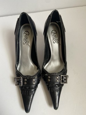 Vintage Carlos Santana LEATHER STUDDED ACCENT HEELS Punk Rock Grunge Gothic 5.5