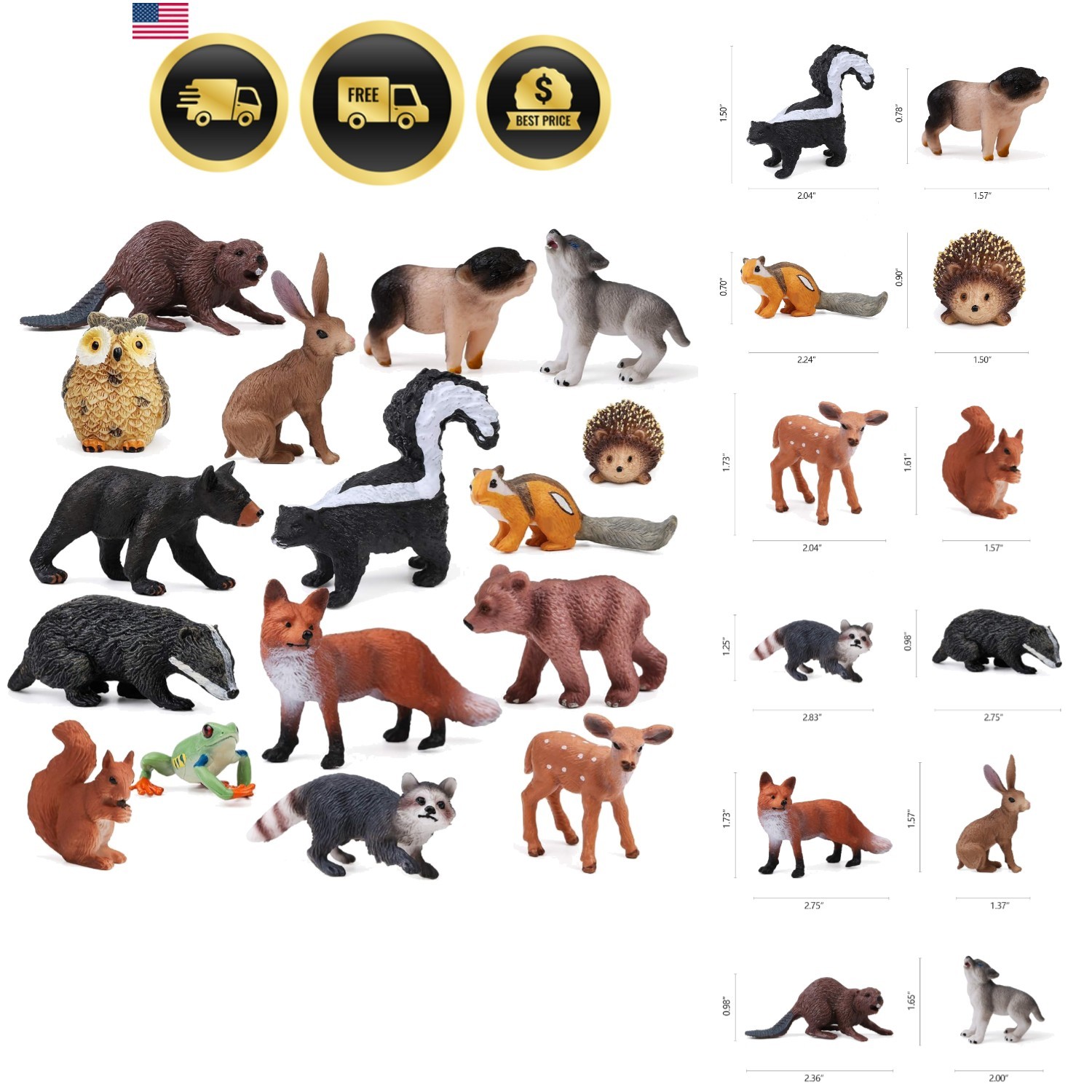 16PCS Forest Animals Baby Figures, Woodland Creatures Figuri