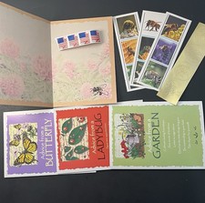 4 Garden Advice Cards Save The Bees bookmark/butterfly/lady bug/honeybee +Stamps