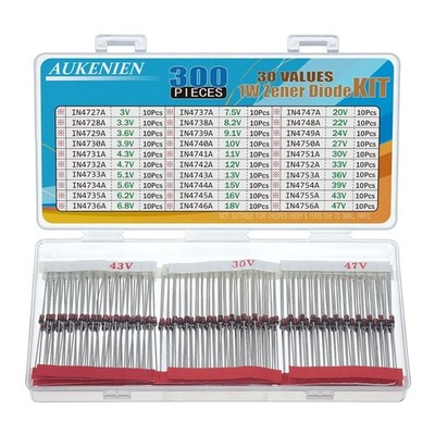 1W Zener Diode Z Dioden Sortiment Set 30 Wert Zenerdiode Kit 3V 3,3V 3,6V 3,9V 4