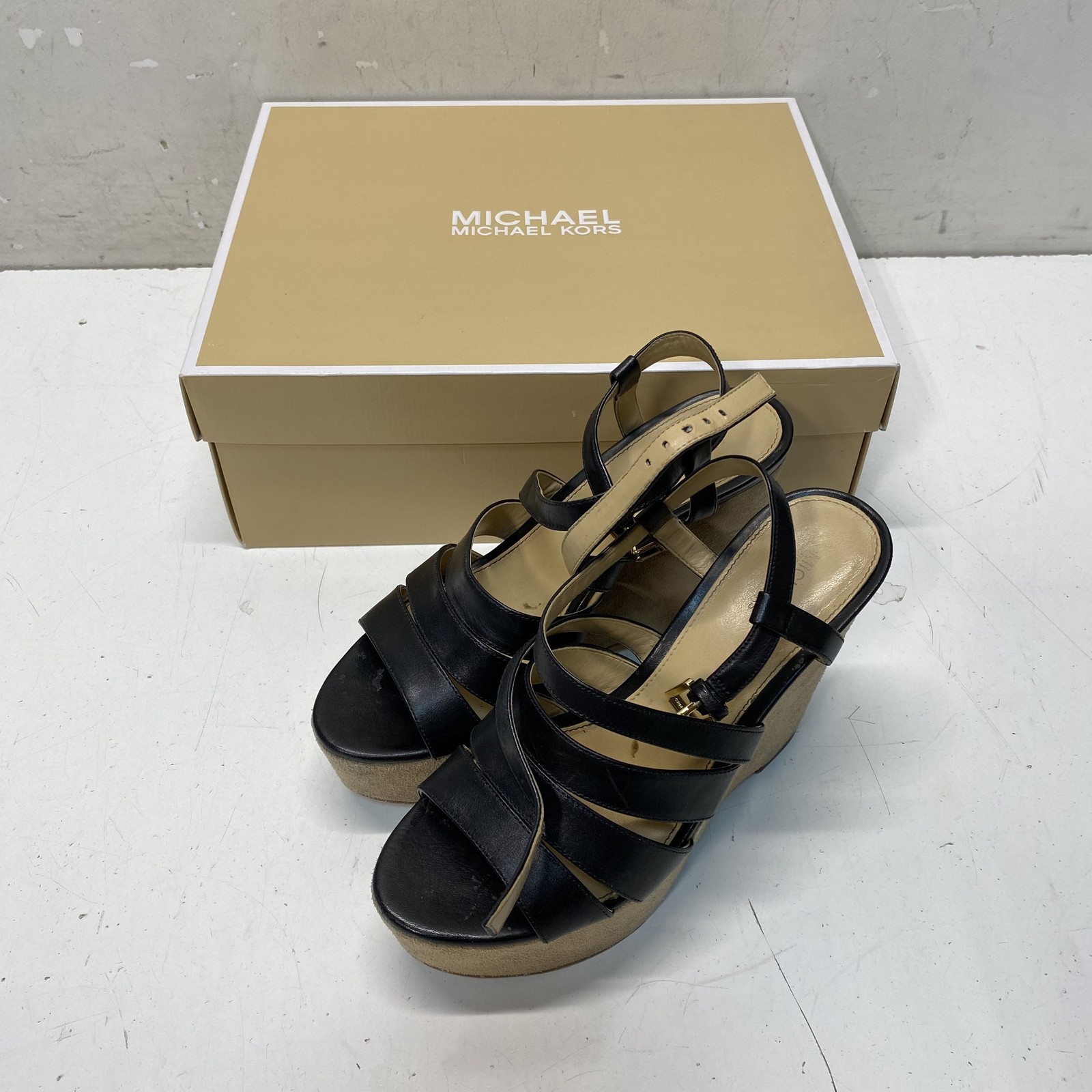 Michael Kors Black Solid Strappy Platform Wedge S… - image 8