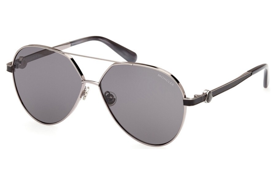 Authentic MONCLER Vizta ML0263 14A Silver w/Gray Lens Metal Aviator Sunglasses