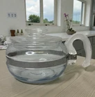 Pyrex Flameware 8336 Flamex Vintage 6 Cup Blue Tint Glass Tea Pot Kettle Tab Lid