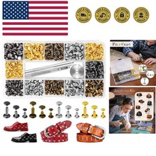 240 Sets Leather Rivets Kit, Double Cap Brass Rivets Leather Studs with 3PCS ...