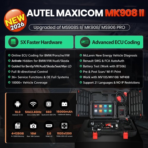 2026 AUTEL MaxiSYS MK908 II appareil de diagnostic automobile professionnel bidirectionnel ECU Key Coding - Photo 4/19