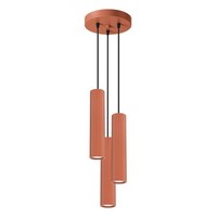 Pendelleuchte Esszimmer Schmal Ø 19,5 Cm Rot 3X GU10 Aluminium HäNgelampe Berta