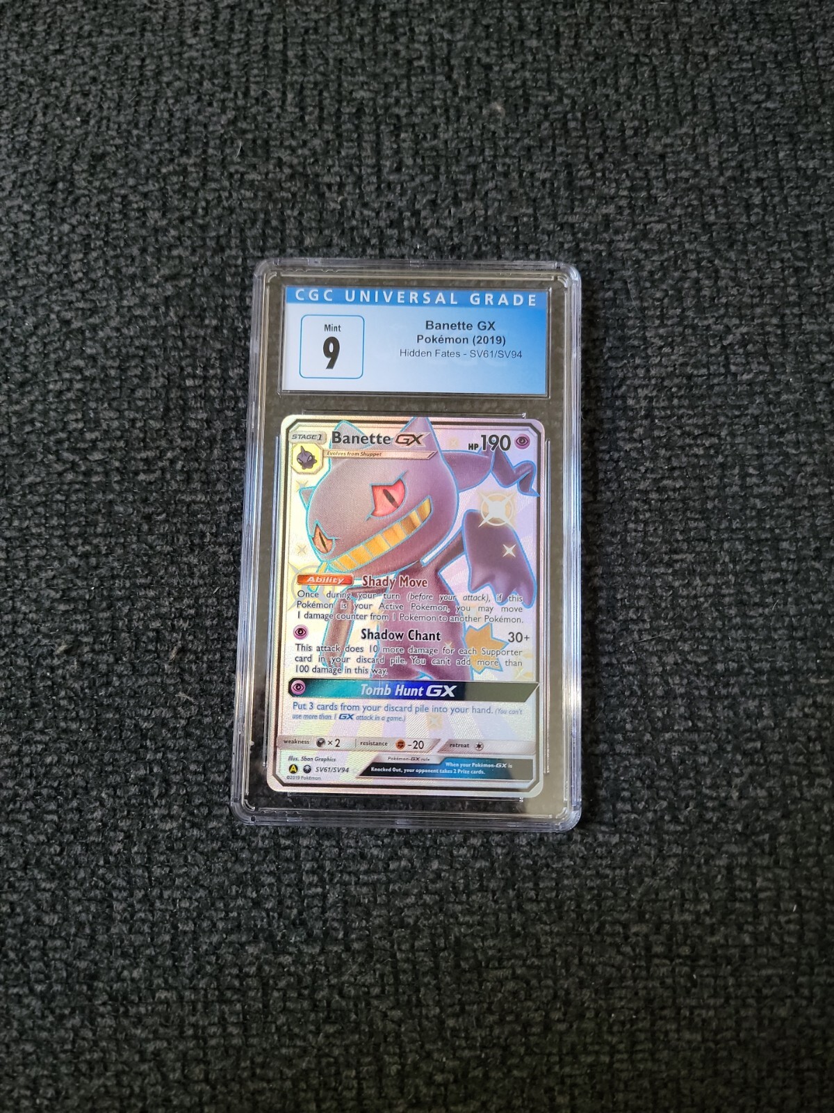Pokémon Hidden Fates Full Art Holo Banette GX SV61/SV94 - CGC 9! PK1200