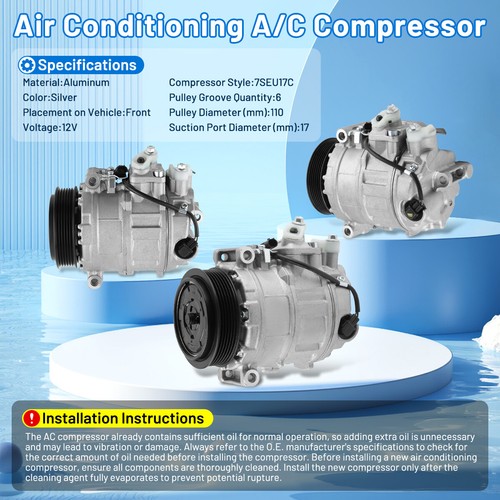 Compresor de aire acondicionado con embrague 0002306511 apto para Mercedes-Benz C300 2008-12 3,0 L V6 - Imagen 8 de 12