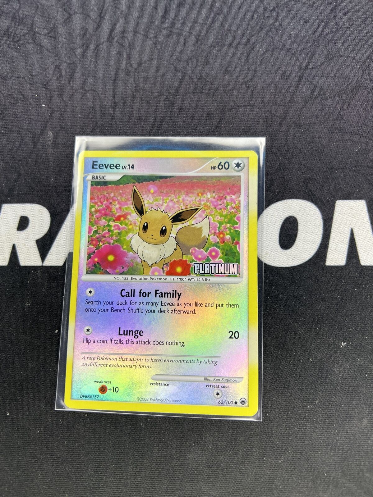 Pokemon Eevee Platinum Reverse Holo 62/100 TCG Card LP