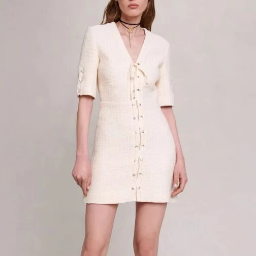 Maje white hotsell tweed dress