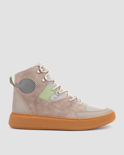 Zapatilla deportiva híbrida de cuero GLOBETROTTER para hombre etiqueta verde HGL3031 TAUPE talla 13 - Imagen 2 de 6