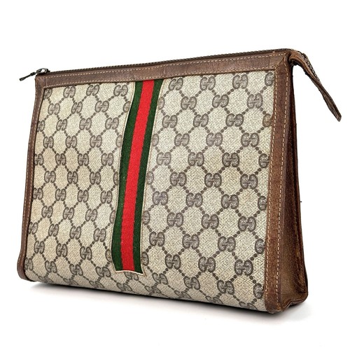 Vintage Gucci Sherry Line Clutch Bag Brown PVC Authentic - Picture 19 of 19