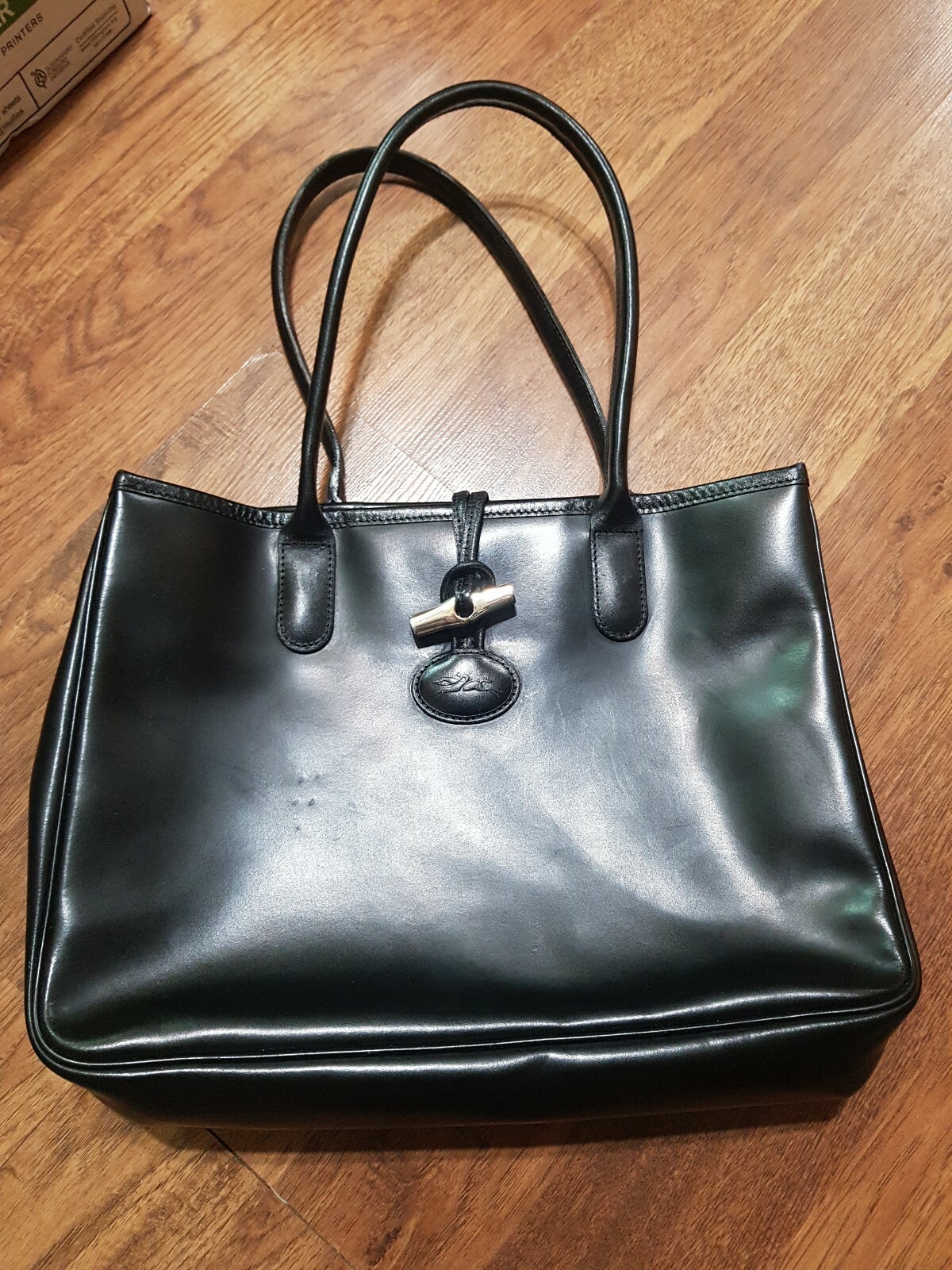 Longchamp Roseau Heritage Black Leather Tote Bag | eBay