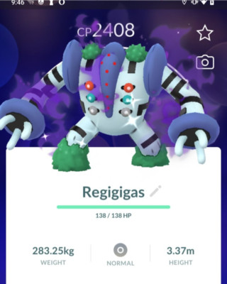 Pokémon  Shiny Regigigas Shadow    PTC - 100k stardust+20 Candies -Description