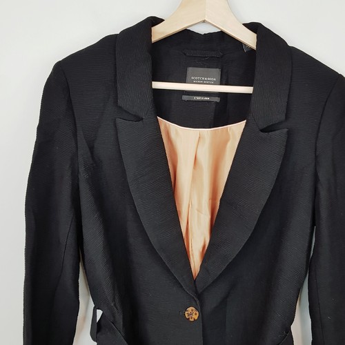 SCOTCH & SODA Womens Size S or 10 Black Tie Waist Blazer Jacket - Picture 2 of 12