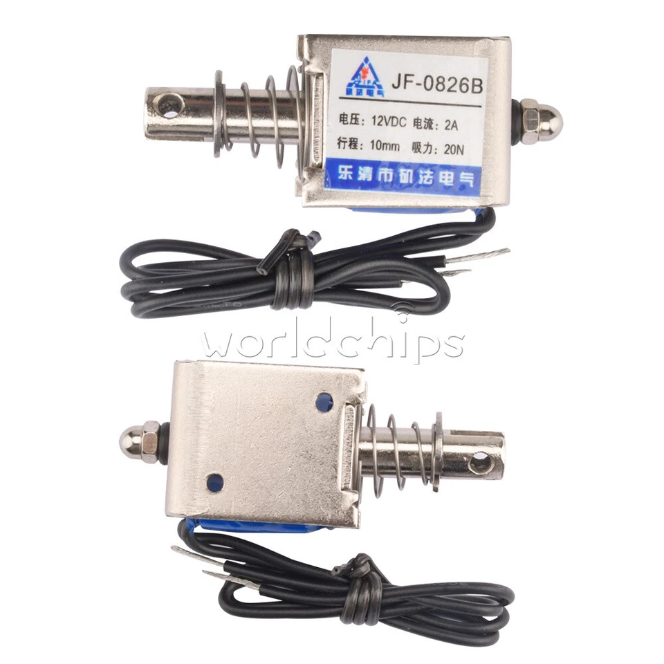 DC12V 2A JF-0826B Reset10mm 20N Push Pull Type Open Frame Solenoid Electromagnet - Image 4 of 4