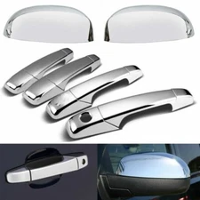 Fits 2007-2013 Chevy Silverado GMC Sierra CHROME Top Mirror + 4Dr Handle Covers