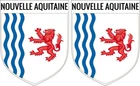 2 x NEW AQUITAINE REGION COAT OF ARMS BADGE STICKER 4x5 cm