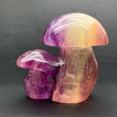 Hermosa gema de reparación de Reiki de cristal de hongo tallado fluorita arco iris natural 273 g - Imagen 7 de 12
