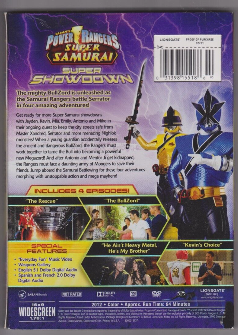 Power Rangers Super Samurai, Vol. 2: Super Showdown (DVD, 2012