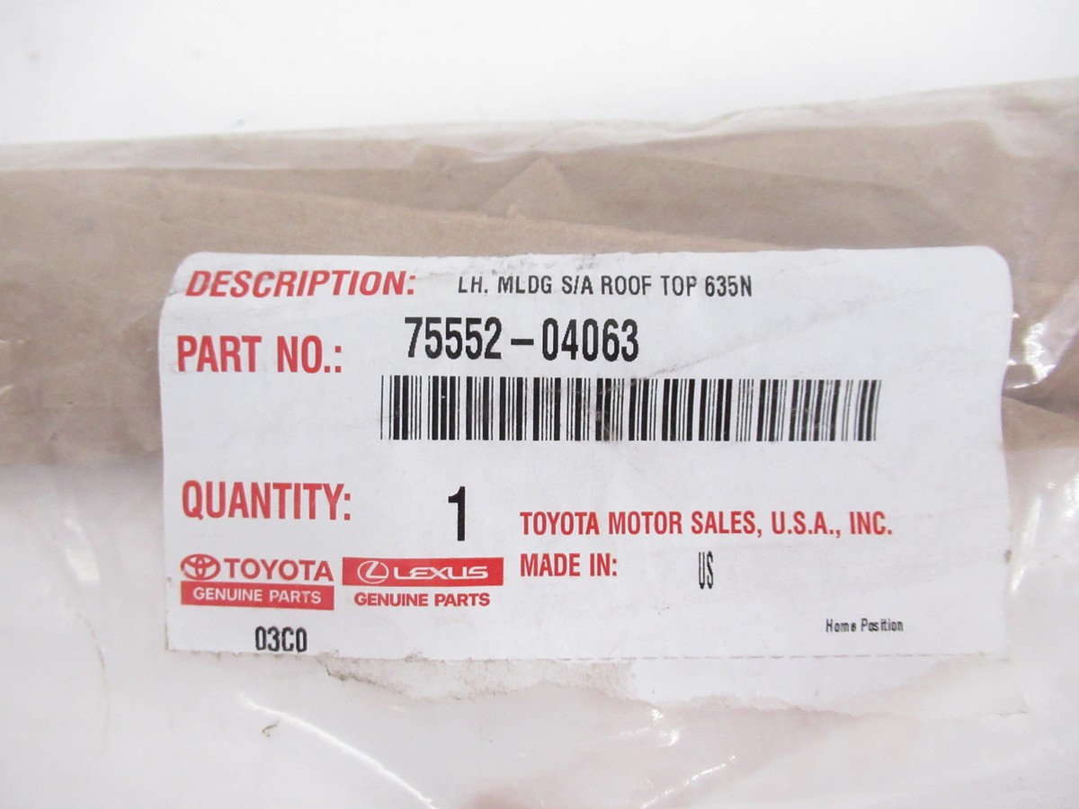 Genuine OEM Toyota 75552-04063 Driver Side Roof Drip Molding 2005