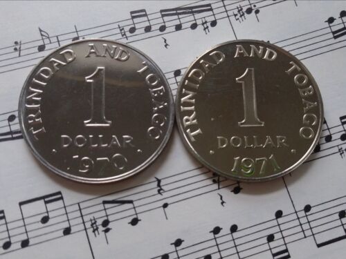 TRINIDAD Y TOBAGO 2 x 1 dólar 1970 níquel + 1971 Cu-Ni KM7 + 7a PRUEBA - PAR RARO - Imagen 1 de 2
