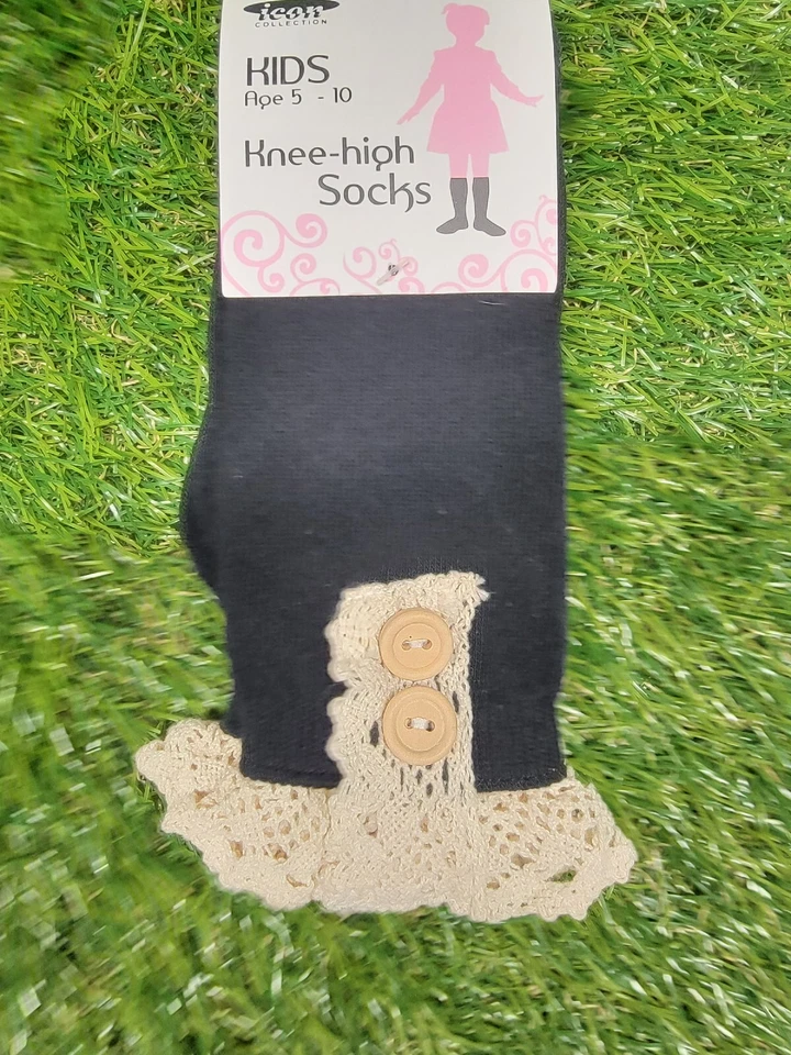 Icon коллекции Kids девочек загрузки носки возраст 5-10 черный и бежевый крючком кружевной отделки - Изображение 4 из 4