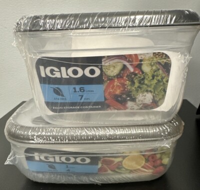 Igloo Food Storage Containers Set BPA Free 1 Liter and 1.6 Liter Containers New