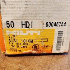 NUOVA SCATOLA DI 50 COUNT HILTI HDI 1/2” AISI 1010M 5/8” DIA TRAPANO ANCORAGGIO 00045754