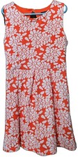 Girls My Michelle Orange Flower Print Retro Style Dress Size 8