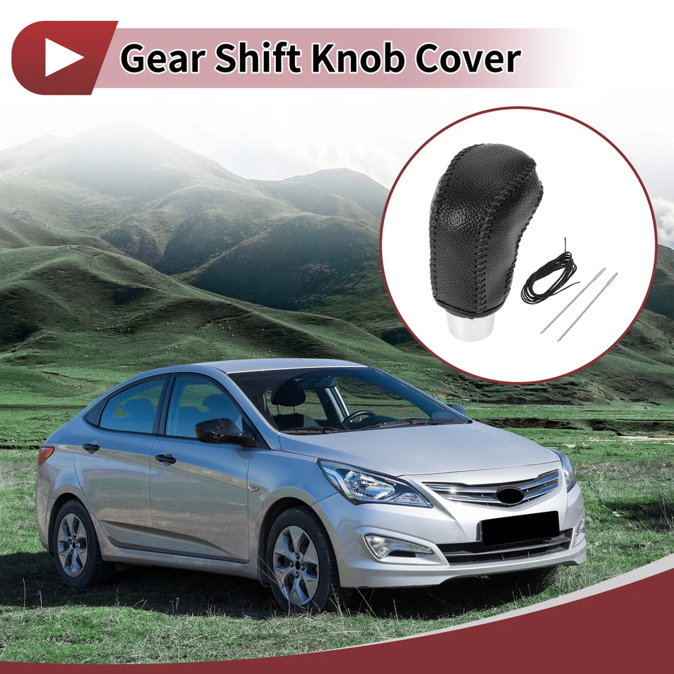 1 Set Car Gear Shift Knob Cover for Hyundai Accent 2018-2022 Pebbled Black - Imagem 2 de 4