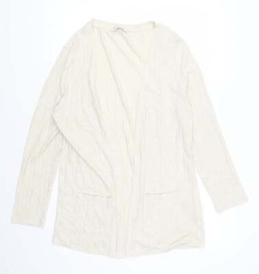 B Collection Damen Strickjacke beige V-Ausschnitt Viskosemischung Größe L - e