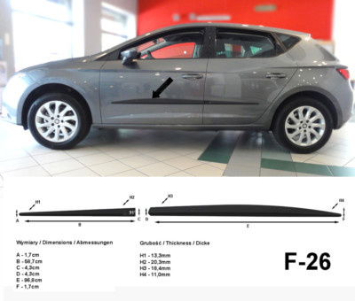 Seitenschutzleisten schwarz für Seat Leon III 3. Generation ab Baujahr 11.2012-