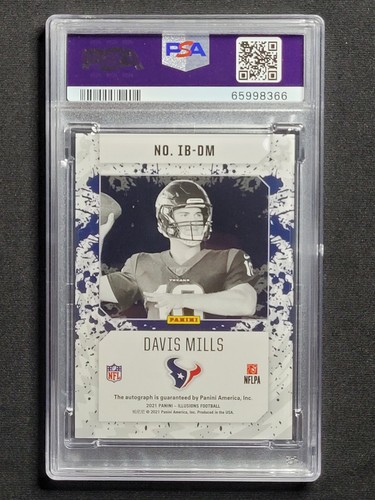 2021 Illusions DAVIS MILLS Jersey #10/50 INK BLOTS BLACK HOLO Auto RC PSA 10 GEM - Bild 4 von 6