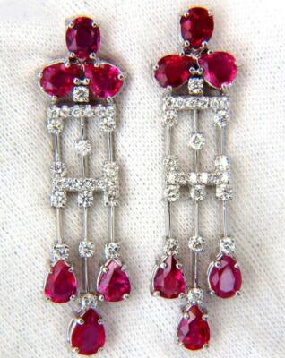 Lab-Created 11.36CT Rose Red Ruby Gemstone Regency Revival Dangle Earrings Set