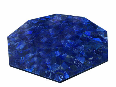 18'' Blue Marble Coffee Center Table Top Lapis Lazuli Random Inlay Stone Table