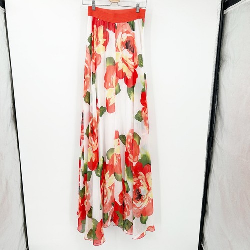 NWT Akira Womens Resort Vacation Tropical Floral Elastic Waist Maxi Skirt Size L - Picture 8 of 8