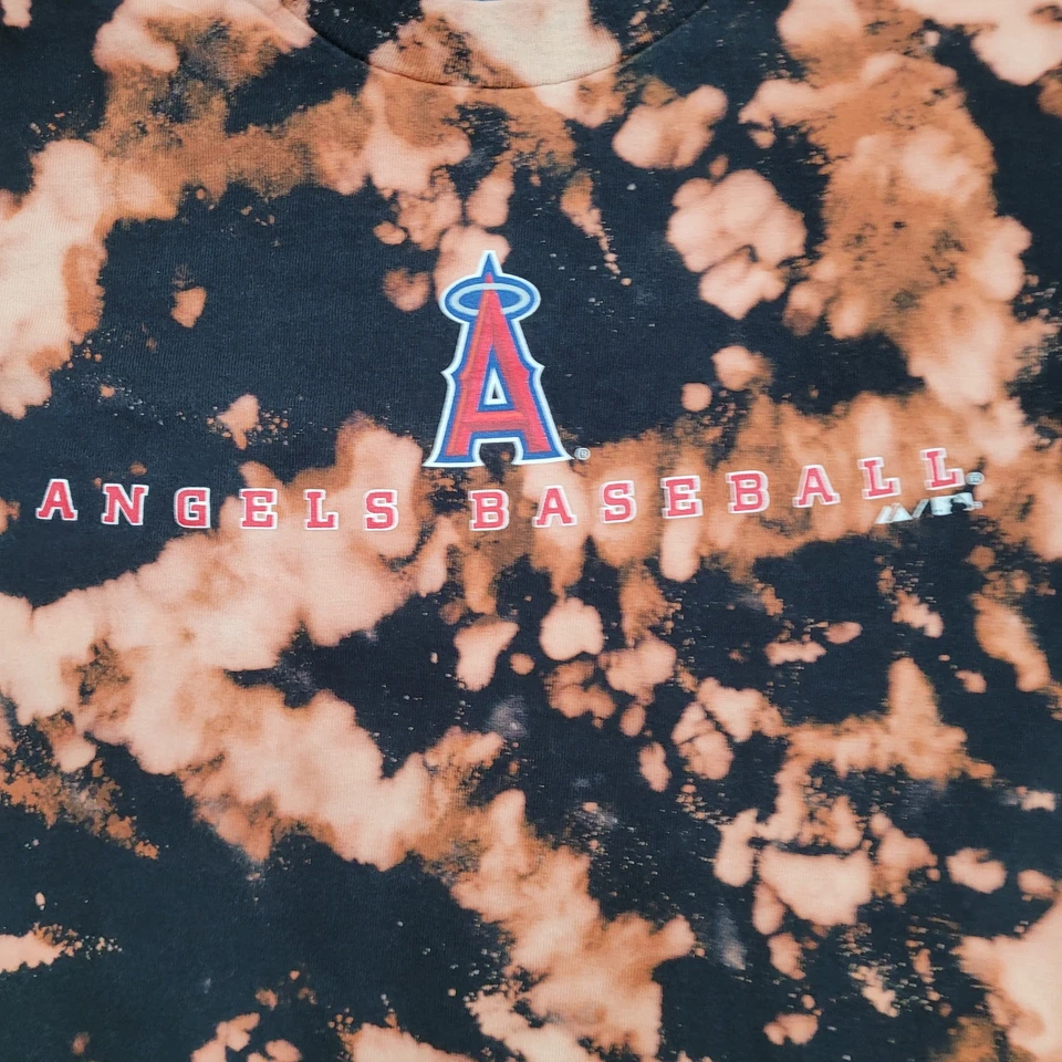 Los Angeles Angels Bleach Tie-Dye Shirt Womens Small 17x21 Bleached Cotton Tee - Image 3 of 4