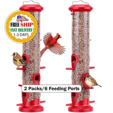 Paquete de 2 Comederos de Pájaros de Tubo Colgantes para Exteriores, Resistentes