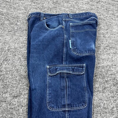 VINTAGE Culture Jeans Mens 40 Blue Denim Baggy Cargo Skater Y2K 