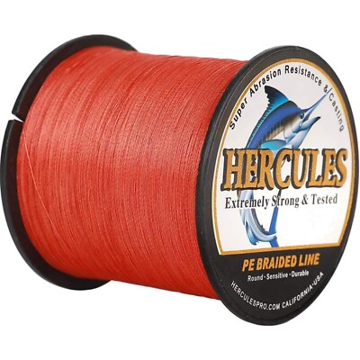 Hercules Super Cast 500m Geflochtene Angelschnur 40lb Rot   Salzwasser Optimal