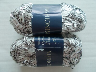 Filati Europa Fashionista accent yarn,  white/black, lot of 2, (121 yds ea)