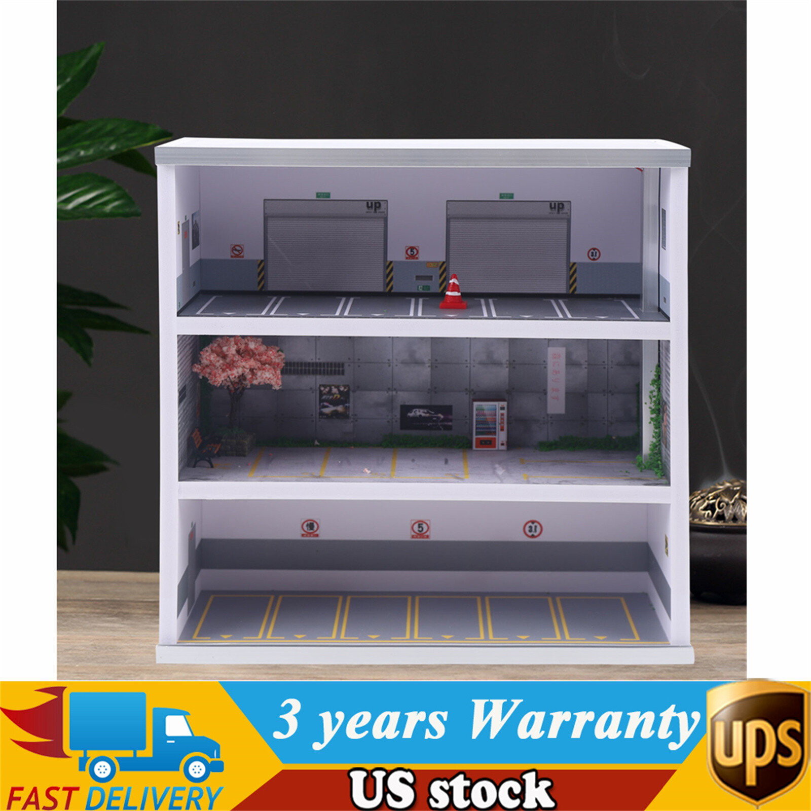 1:64 Parking Lot Display LED Lighting Car Garage Diorama Connector Scene Model