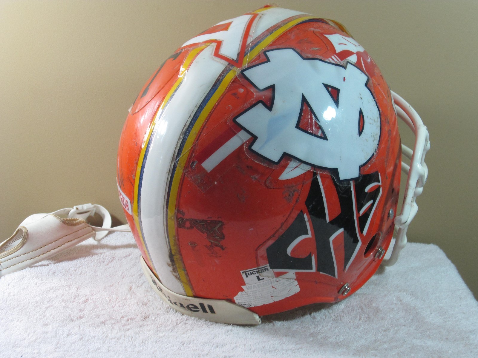 Riddell Game Used Worn TONY GILBERT Football Helmet CENTRAL HIGH MACON ...