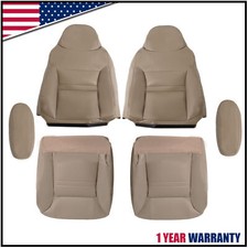 Front Bottom Top Leather Seat Cover Tan For 2000 2001 Ford Excursion Limited