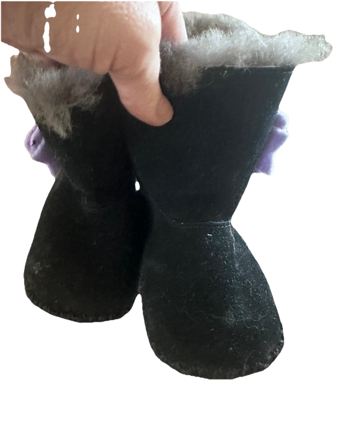 Black and purple Ugg boots gray fur lined 4/5 Cassie Bow Boot image 2