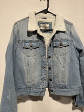 Ashley-Vintage Charm Long Sleeve Sherpa Denim Jacket Blue Size Large