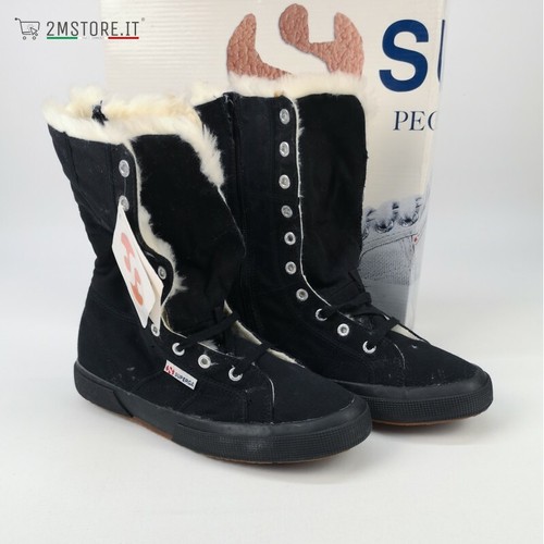 Zapatos Botas Invierno SUPERGA 2040 Cobmfw Nuevo Black Eco Pelo Original  Vintage | eBay